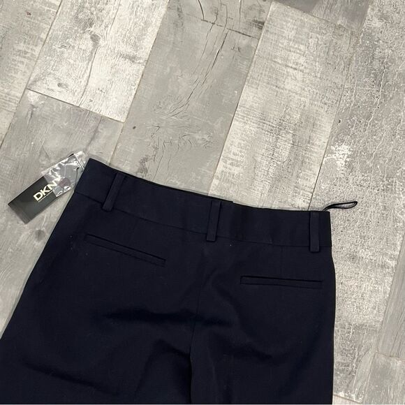 NWT DKNY Navy Blue Flat Front Mid Rise Long Bermuda City Dress Cuff Short 2 XS - Picture 7 of 9